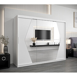 Abiks Meble Armoire Boliwia à portes coulissantes 200/250/62 3 portes (blanc/blanc) 