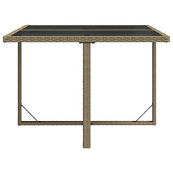 Avis vidaXL Table de jardin Beige 109x107x74 cm Résine tressée et verre