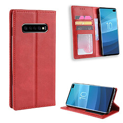 Etui en PU style vintage avec support rouge pour votre Samsung Galaxy S10 Plus 