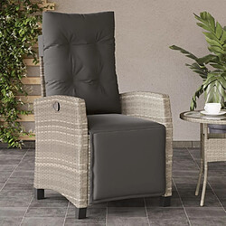 Maison Chic Chaise inclinable de jardin avec repose-pied pour relax gris clair rotin -GKD98574