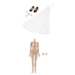 1/6 Corps Féminin Flexible Corps De Poupée Avec Robe Dos Nu L Buste Blanc mini modèle de collection faux corps flexible