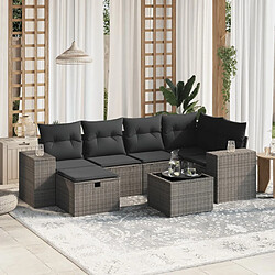 vidaXL Salon de jardin avec coussins 7 pcs gris clair résine tressée 