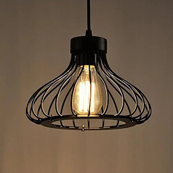 Stoex Lustre Suspension Industrielle Rétro, Plafonnier en Fer Métal Cage Abat-Jour Luminaire 23cm Noir