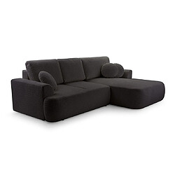 Bestmobilier Candela - canapé d'angle droit 4 places - convertible avec coffre - en tissu bouclette Candela - canapé d'angle droit 4 places - convertible avec coffre - en tissu bouclette - Noir