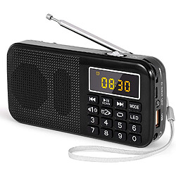 PRUNUS radio portable MP3 SD USB AUX avec batterie rechargeable de grande capacité (3000mAh) noir