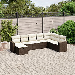 vidaXL Salon de jardin 8 pcs avec coussins marron résine tressée