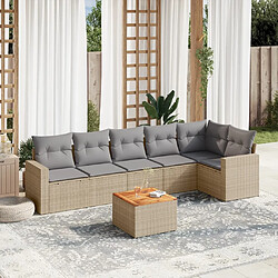 vidaXL Salon de jardin avec coussins 7 pcs beige résine tressée 