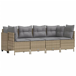 vidaXL Salon de jardin avec coussins 5 pcs beige résine tressée