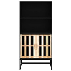 Maison Chic Buffet,Meuble de Rangement,commode pour salon,Cuisine noir 60x35x125 cm bois d'ingénierie -MN42483 pas cher