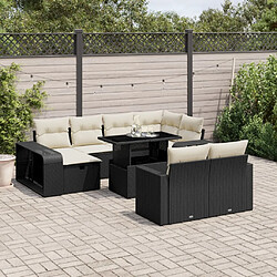 vidaXL Salon de jardin 11 pcs avec coussins noir résine tressée 