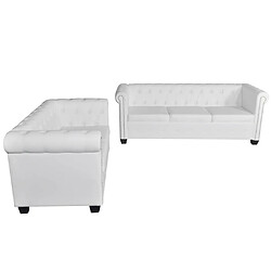 vidaXL Canapé Chesterfield à 2 places et à 3 places blanc