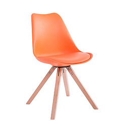 Decoshop26 Lot de 2 chaises de salle à manger scandinave synthétique orange pieds bois CDS10024