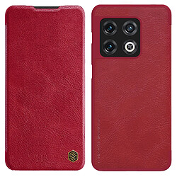 Coque en TPU + PU NILLKIN anti-chocs avec porte-carte, rouge pour votre OnePlus 10 Pro 5G