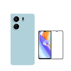 Kit de film en verre trempé de la couverture de 5D + couvercle de silicone liquide Phonecare pour Xiaomi Redmi 13C - Bleu clair 