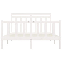 Maison Chic Lit Moderne Chambre - Cadre/structure de lit pour adulte Blanc Bois de pin massif 150x200 cm Très grand -MN66723 pas cher