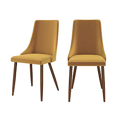 Rendez Vous Deco Chaise Vinni en velours jaune moutarde (lot de 2) 