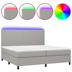 vidaXL Sommier à lattes de lit et matelas et LED Gris clair 200x200 cm