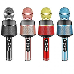 Universal 2021 Nouveau Q008 Karaoké Microphone Bluetooth sans fil Karaoké Portable Microphone Haut-parleur Lecteur KTV Anniversary Party (Bleu)