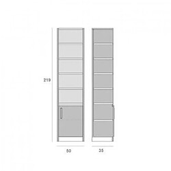 Inside 75 Armoire de rangement avec grande niche + 1 petite porte coloris chêne naturel largeur 50 cm