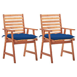 Maison Chic Lot de 2 Chaises à dîner de jardin avec coussins,Fauteuil/Chaises à manger d'extérieur Acacia massif -MN41890