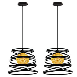 Stoex Lot de 2 Rétro Suspension industrielle Lustre Abat jours Ø 30cm Métal Style vintage - Noir 