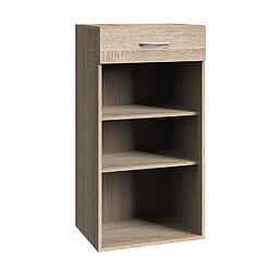 Pegane Etagère de rangement avec 1 tiroir et 2 tablettes en mélamine coloris imitation chêne - longueur 40 x hauteur 98 x profondeur 40 cm 