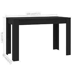 vidaXL Table de salle à manger Noir 120 x 60 x 76 cm Bois d'ingénierie pas cher