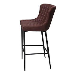 Mendler Tabouret de bar HWC-H79, pour comptoir, métal, vintage, avec repose-pied ~ tissu / textile marron