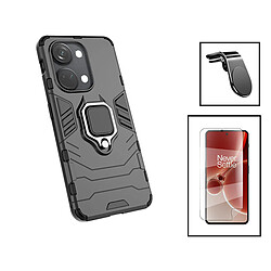 PHONECARE Kit Film Hydrogel Full Cover Avant + Coque 3X1 Military Defender + Support Magnétique L pour OnePlus Nord 3 - Noir 