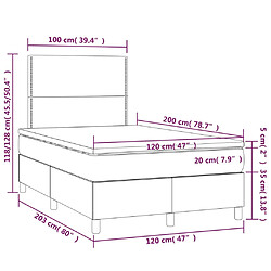 Acheter vidaXL Sommier à lattes de lit avec matelas et LED Noir 120x200 cm