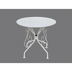 Acheter Vente-Unique Table de jardin D.80 cm en métal façon fer forgé - Blanc - GUERMANTES de MYLIA