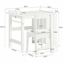 Avis SoBuy KMB60-W Ensemble Table et Chaise Enfant Set de 2 Bureau Enfant Table d'Étude