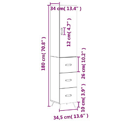 vidaXL Buffet haut Blanc 34,5x34x180 cm Bois d'ingénierie pas cher