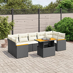 vidaXL Salon de jardin 8 pcs avec coussins noir résine tressée 