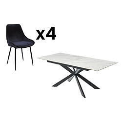 Vente-Unique Ensemble table ALBINA + 4 chaises MASURIE - Blanc et Noir 