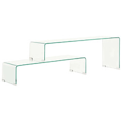 vidaXL Ensemble de table basse 2 pcs 90x30x20/110x30x40cm Verre trempé