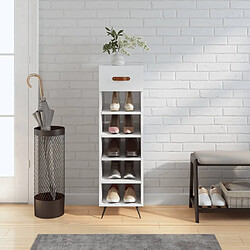 Maison Chic Armoire à chaussure 30x35x105 cm,Meuble à Chaussures Blanc brillant Bois ingénierie -MN49140