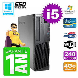 PC Lenovo M91p SFF Intel I5-2400 4Go Disque 240Go SSD Graveur Wifi W7 - Occasion