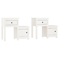 vidaXL Tables de chevet 2 pcs Blanc 79,5x38x65,5 cm Bois de pin massif