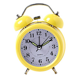 numérique 3d double cloche horloge carillon horloge fort réveil batterie puissance 3inch jaune Réveil fort