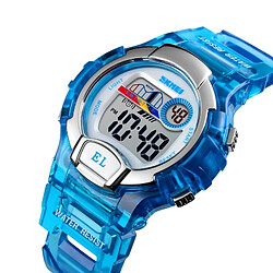 Avis Wewoo Montre sport Femmes Transparent Digital Watch de imperméable à l'eau avec LED (Bleu)