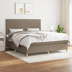 vidaXL Sommier à lattes de lit avec matelas Taupe 160x200 cm Tissu