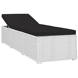 Acheter vidaXL Chaise longue avec coussin et table à thé rotin Blanc