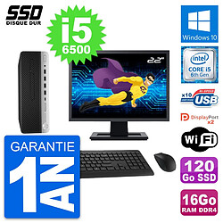 PC HP ProDesk 600 G3 SFF Ecran 22" i5-6500 RAM 16Go SSD 120Go Windows 10 Wifi - Occasion