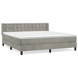 vidaXL Sommier à lattes de lit et matelas Gris clair 160x200cm Velours