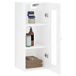 Maison Chic Armoire murale,Meuble de Rangement,Armoire Suspendue blanc brillant 34,5x34x90 cm -MN63781 pas cher