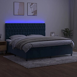 Avis vidaXL Sommier à lattes de lit matelas et LED Bleu foncé 200x200 cm