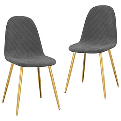 vidaXL Chaises à manger lot de 2 Gris foncé Velours