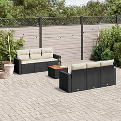 Maison Chic Ensemble Tables et chaises d'extérieur 7pcs avec coussins,Salon de jardin noir résine tressée -GKD292086