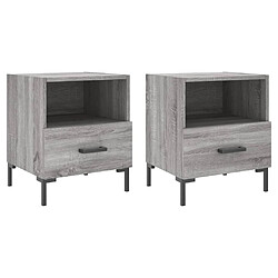 Maison Chic Lot de 2 Tables de chevet,Table de nuit,Table d'appoint pour salon sonoma gris 40x35x47,5 cm -MN42146